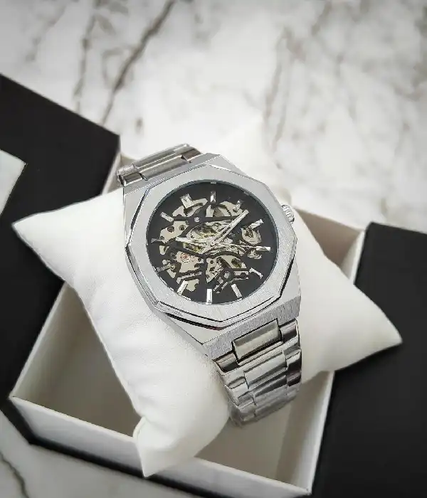 Чоловічий наручний годинник Forsining 8198 Silver