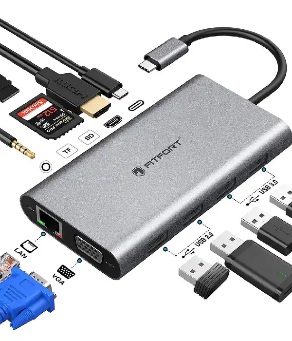 СТОК Багатопортовий Адаптер FITFORT 12 В 1 USB