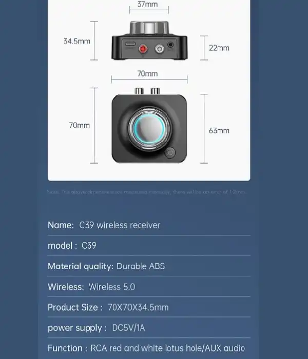 СТОК BLUETOOTH-АДАПТЕР C39 3D AUX TF